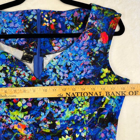 Guantina Womens Sweetheart Midi Bodycon blue dress M/40 Wearable Art Print Artzy - Picture 7 of 13